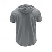cheap Men&#039;s Casual T-shirts-Men&#039;s T Shirt Henley Shirt Tee Short Sleeve Shirt Short Sleeve Hooded Henley Summer Spring Color Block Fashion Designer Basic Drawstring Vacation Street Going out Black Khaki Light Grey Top Tee for