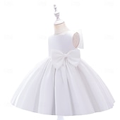 cheap Party Dresses-Kids Girls&#039; Party Dress Solid Color Sleeveless Special Occasion Princess Polyester Party Dress Summer Spring 3-10 Years Multicolor White Champagne