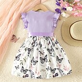 levne Neformální šaty-Děti Dívčí Šaty Květinové šaty Květiny Bez rukávů Venkovní Ležérní Volány Módní Denní Polyester Délka ke kolenům Volnočasové šaty Áčkové šaty Léto 4 roky + Světlá růžová Rubínově červená Fialová