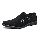 abordables Officiel-chaussures à double boucle marron pour hommes, tige en daim avec détails de boucle, chaussures élégantes pour les occasions formelles et décontractées