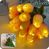 abordables Articles de fête-Lampe tulipe 10 pièces, lampe de table à détection ambiante, veilleuse à LED pour bouquet de simulation, lampe de table pour bouquet de décoration de chambre, lampe pour bouquet à main