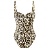 billiga One-piece-baddräkter-Dam Badkläder En bit Monokini Baddräkt Öppen rygg Magkontroll Hög midja Smal Semester Standkläder Blommig Leopard Axelbandslös Ärmlös Baddräkter