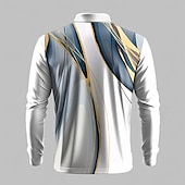 billiga Geometrisk pikétröja för män-Herr Geometrisk Linje Golftröja Långärmad Polotröjor Skjortor med krage Ledigt Business Casual Gata Fritids- Friluftskläder Helgdag Knappar 3D-utskrift Vår Höst Vinter Svart Vit