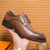 economico Formale-scarpe eleganti da uomo in similpelle marrone con lacci e dettagli intrecciati, stile classico formale, comode per matrimoni ed eventi aziendali
