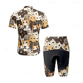 Χαμηλού Κόστους Ανδρικά σύνολα ένδυσης-Ανδρικά Φανέλα και σορτς ποδηλασίας Γάτα Κοντομάνικο Ποδήλατο Ρούχα σύνολα με 3 πίσω τσέπες Ποδηλασία Βουνού Ποδηλασία Δρόμου Μποστινό Φερμουάρ Σκούπισμα ιδρώτα Άνετο Αναπνέει Αθλητισμός