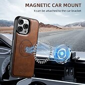 お買い得  iPhone用ケース-電話 ケース 用途 iPhone 16 Pro Max プラス iPhone 15 プロマックスプラス iPhone 14 13 12 Pro Max Plus バックカバー スタンド付き 磁石バックル ワイヤレス充電をサポート レトロ風 PUレザー