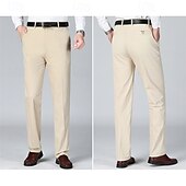 preiswerte Schlank-Herren Anzughosen Hose Hosen Chinesisch Chino Knopf Tasche Glatt Komfort Formal Party Arbeit Modisch Klassicher Stil Cachi scuro Hellkaki Mikro-elastisch