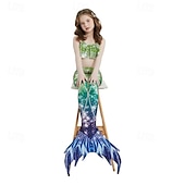 billiga Mermaid Baddräkt-Barn Flickor Badkläder för sjöjungfrun Baddräkt Helgdag Strand Vågar Semester Tropisk Baddräkter 4 år + Sommar Gul Rodnande Rosa