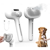abordables Fournitures pour fêtes-brosse pour chien, brosse à eau 3 en 1 pour chien avec réservoir d&#039;eau et bouton de déverrouillage, brosse à vapeur pour chien pour éliminer les poils emmêlés, brosse à eau brumisée pour chiens et