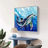 preiswerte Tiergemälde-abstraktes blaues Kunstwerk Tiergemälde handgemachtes Walgemälde auf Leinwand extra großes abstraktes Tiergemälde übergroßes strukturiertes Walgemälde Tierkunst große Leinwand Wandkunstgemälde