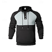 economico felpe con cappuccio da uomo di base-Per uomo Felpa con cappuccio Nero Vino Blu marino Cachi Grigio Con cappuccio Color Block Collage Tasche Sportivo Giornaliero Per eventi Poliestere Streetwear Essenziale Informale Autunno Inverno