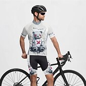 billiga Klädsatser för män-Herr Cykeltröja med shorts Kortärmad Bergscykling Vägcykling Sommar Vår Höst Vit Tecknat Cykel Dragkedja fram Svettavvisande Bekväm Andningsfunktion Elastan sporter Kläder