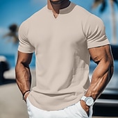 economico magliette di base-Per uomo Maglietta Manica Corta Scollo a V Estate Semplice Moda Classico Confortevole Scollo a V Casuale Sportivo Ferie Blu chiaro Marrone Scuro Nero Maglietta Top per Uomo