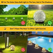 baratos Landscape Lights-2 Pcs 12CM-35Lets Outdoor Solar Cracked Glass Ball Ground Plug in Light Courtyard Garden Lawn Path Wedding Festival Atmosphere Decorative Light