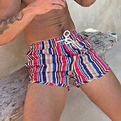 baratos shorts de natação masculinos-Homens Bermuda de Surf Shorts de Natação Calção Justo de Natação Calção Com Cordão Cintura elástica Listrado Conforto Secagem Rápida Curto Diário Feriado Piscina Moda Casual Amarelo Rosa