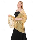 cheap Wedding Guest Wraps-Ladiery Sequin Floral Shawls and Wraps for Evening Dresses,Women sparkly Sheer Mesh Wedding Shawls for Evening Party