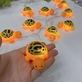 abordables Guirlandes lumineuses à piles-Guirlande lumineuse à 1,5 m avec 10 LED en forme de requin et de tortue, luminaire décoratif à piles, idéal pour la maison, la chambre à coucher, le bord de mer, les fêtes, les vacances