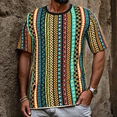 abordables Camisetas vintage-Hombre Tribal Camiseta Manga Corta Camiseta Impresión 3D Cuello Barco Camisa Moda Étnico Calle Diario Marrón Verano Primavera Ropa S M L XL XXL XXXL