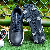cheap Men&#039;s Golf Shoes-Men&#039;s Black and White Golf Shoes with Spiked Sole, Breathable Upper, and Lightweight Design for Comfort and Support on the Golf Course