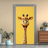 tanie Okładki drzwi-Zabawne Zwierzęta Dekoracje Drzwi Pokrycia Drzwi Giraffe Gobelin Zasłona Drzwi Dekoracja Tło Wewnątrz/Zewnątrz Baner Drzwi dla Domku Wiejskiego