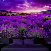 billiga Blacklight tapestries-Svartljus Tapestry Glödar i Mörkret Glöd Fest UV Reaktiv Lavendel Trippy Dimmig Natur Landskap Hängande Tapestry Väggkonst Mural för Vardagsrum Sovrum