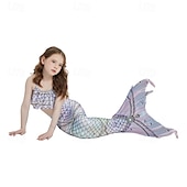 billiga Mermaid Baddräkt-Barn Flickor Badkläder för sjöjungfrun Baddräkt Helgdag Strand Vågar Semester Tropisk Baddräkter 4 år + Sommar Gul Rodnande Rosa