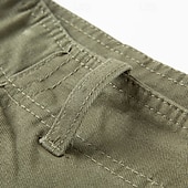 preiswerte Klassiker-Herren Cargo Shorts Kurze Hosen Shorts Kurze Hosen Sommer-Shorts Knopf Multi Pocket Glatt Komfort tragbar Knielänge Outdoor Sport Täglich Modisch Brautkleider schlicht Schwarz Khaki
