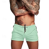 baratos calção de banho boxer masculino-Homens Calção Justo de Natação Shorts de Natação Bermuda de Surf Calças Com Cordão Com bolsos Natação Surfe Praia Esportes Aquáticos Cor Sólida Verão Primavera