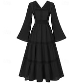 economico Vestito-Elegante Medievale Rinascimento Abito da cocktail Fiera del Ren Vichingo Elfico Tinta unica Per donna Celtico Costumi da pirata Fantasia Halloween Carnevale Mascherata Carnevale Halloween Mascherata