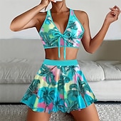 abordables Maillots une pièce et tankinis-Femme Tankini Maillot De Bain Deux Pièces Dos Nu Maillots de Bain Mosaïque Maillots de Bain Noir Jaune Respirable Séchage rapide Poids Léger Sans Manches - Natation Surf Plage Eté Printemps