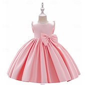 cheap Party Dresses-Kids Girls&#039; Party Dress Solid Color Sleeveless Special Occasion Princess Polyester Party Dress Summer Spring 3-10 Years Multicolor White Champagne