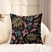 billige blomster- og plantestil-Blomst insekt dekorative kasteputer dekning 1PC myk firkantet sofa putevar puteinnlegg soverom stue sofa stol