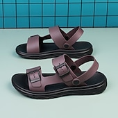 cheap Vacation Sandals-Men's Black Sport Sandals with Adjustable Buckle Straps, Comfortable Design for Outdoor, Casual and Summer Activities