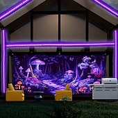 baratos Capas para portas de garagem-Decorações de Porta Blacklight Capa de Porta de Garagem Brilha no Escuro Cogumelo Psicodélico Nebuloso Faixa Grande Decorativa para Festa ao Ar Livre Porta de Garagem Decorações de Parede da Casa