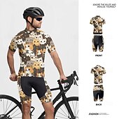 Χαμηλού Κόστους Ανδρικά σύνολα ένδυσης-Ανδρικά Φανέλα και σορτς ποδηλασίας Γάτα Κοντομάνικο Ποδήλατο Ρούχα σύνολα με 3 πίσω τσέπες Ποδηλασία Βουνού Ποδηλασία Δρόμου Μποστινό Φερμουάρ Σκούπισμα ιδρώτα Άνετο Αναπνέει Αθλητισμός