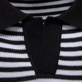 billige Herre Elite Polo-Herre Polo Strikk polo Formell Arbeid Måkekrage Kortermet Moderne Bekvem Stripet Vertikale striper Stripe-Trim Stripe Vår Normal Svart Lysegrønn Militærgrønn Polo