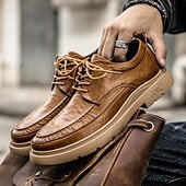 billiga Tillfällig-bruna mäns fritidssneakers i konstläder med snörning – snygga och bekväma skor för vardagsbruk och utomhusaktiviteter