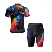 halpa Miesten vaatesarjat-Miesten Pyöräily jersey ja shortsit Graffiti Lyhythihainen Pyörä Liikunta-asut 3 takataskulla Maastopyöräily Maantiepyöräily Etuvetoketju Hikeä siirtävä Mukava Hengittävä Urheilu Musta Keltainen