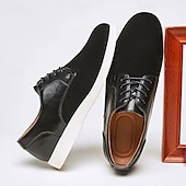 economico Casuale-scarpe casual da uomo con lacci marroni con tomaia in pelle scamosciata e vernice, calzature comode per l&#039;uso quotidiano