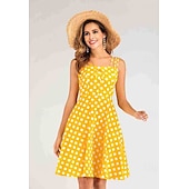 preiswerte Kleider-Retro Vintage 1950er Kleid Swing-Kleid Übergröße Tupfen Damen Karneval Maskerade Alltagskleidung Junggesellinnenabschiedsparty Erwachsene Kleid Abschlussballkleider