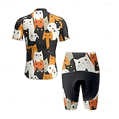 Χαμηλού Κόστους Ανδρικά σύνολα ένδυσης-Ανδρικά Φανέλα και σορτς ποδηλασίας Γάτα Κοντομάνικο Ποδήλατο Ρούχα σύνολα με 3 πίσω τσέπες Ποδηλασία Βουνού Ποδηλασία Δρόμου Μποστινό Φερμουάρ Σκούπισμα ιδρώτα Άνετο Αναπνέει Αθλητισμός