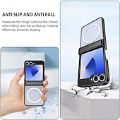 cheap Samsung Cases-Phone Case For Samsung Galaxy Z Flip 7 Z Flip 6 Z Flip 5 Back Cover Magnetic Support Wireless Charging Shockproof Retro Plating PC