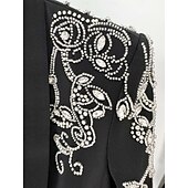 preiswerte Mit Jacke-Blazer-Kleid Zweiteiliges Abendkleid Perlenstickerei Kristall Spitze Applikation Elegantes Kleid Smoking Kleid Formal Bodenlang Lange Ärmel Schalkragen 2025
