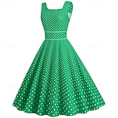 olcso Ruhák-Retró 1950-es Rockabilly Ruhák Swing ruha Pöttyös Női Farsang Álarcos mulatság Hétköznapi viselet Lánybúcsú Felnőttek Ruha Hazatérő ruhák