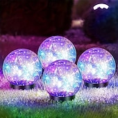 baratos Landscape Lights-2 Pcs 12CM-35Lets Outdoor Solar Cracked Glass Ball Ground Plug in Light Courtyard Garden Lawn Path Wedding Festival Atmosphere Decorative Light