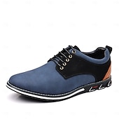 economico Semi-formale-scarpe casual oxford da uomo, sneakers eleganti con lacci blu e nere con dettagli in pelle scamosciata, calzature eleganti per lavoro, matrimoni e uso quotidiano