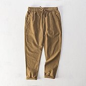 billiga Klassisk-Herr Långbyxor Casual byxor Ficka Snörning Elastisk midja Rand Komfort Andningsfunktion Semester Dagligen Helgdag Mode Streetwear Svart Vit