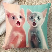 baratos estilo animal-Almofadas Decorativas Divertidas de Animais Capa Gatos 1PC Macia Quadrada Capa de Almofada para Quarto Sala de Estar Sofá Cadeira