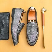economico Semi-formale-mocassini da uomo firmati con doppia fibbia, tomaia in mesh testurizzato, scarpe casual eleganti per il lavoro e le occasioni speciali