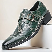 abordables Officiel-mocassins à imprimé serpent noir et blanc pour hommes avec détails en cuir verni et boucle – chaussures à enfiler élégantes pour les occasions formelles et décontractées
